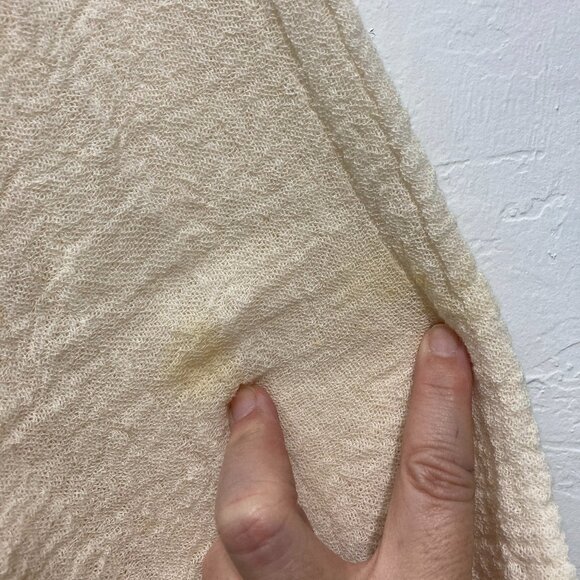 Jen’s Pirate Booty Gauze Button Up Shirt Top Short sleeve Minimalist Beige M/L - Picture 12 of 13